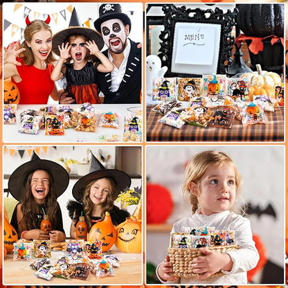 100PCS Halloween Self-Adhesive Treat Bags – Clear Candy & Cookie Packaging Bags for Kids’ Birthday Parties, Party Favors & Gifts