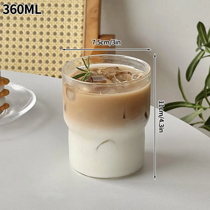 INS Style Transparent Striped Glass Cup, Creative Cold Coffee Mug, Iced Juice and Cocktail Drinking Glass, Elegant Water and Wine Cup, Modern Glass Drinkware