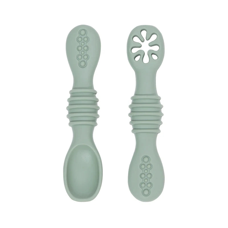 Lot de cuillères d'alimentation en silicone pour bébé – Cuillère douce à double embout pour purées, céréales de riz et sevrage autonome