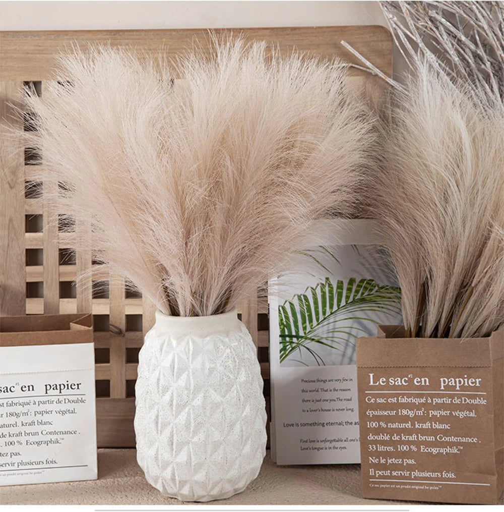 5/10/20pcs Herbe de la Pampa Artificielle – Fleurs de roseau synthétiques moelleuses style bohème pour la décoration de mariage, les arrangements de fête, la décoration intérieure et la conception florale DIY (42cm)