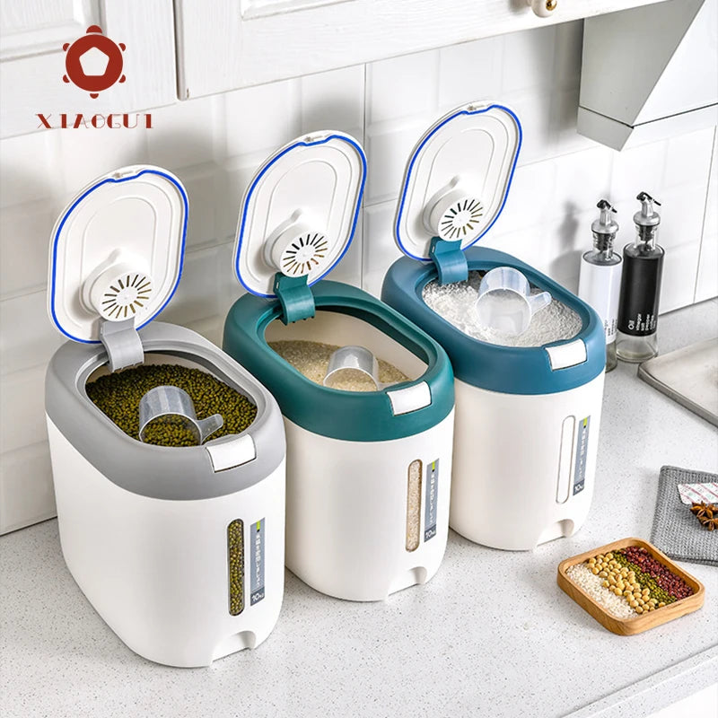 XIAOGUI 5KG/10KG Rice Dispenser – Large-Capacity Kitchen Food Storage Container for Rice, Cereal & Grains, Airtight Organizer Box
