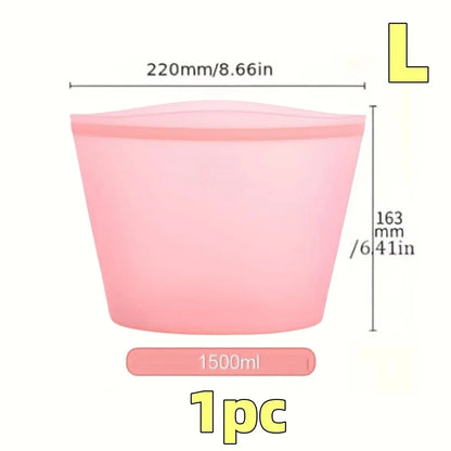 1/3PCS Reusable Silicone Food Storage Bags – Leakproof Ziplock Containers for Fridge & Freezer, Fresh-Keeping Kitchen Organizer Bags