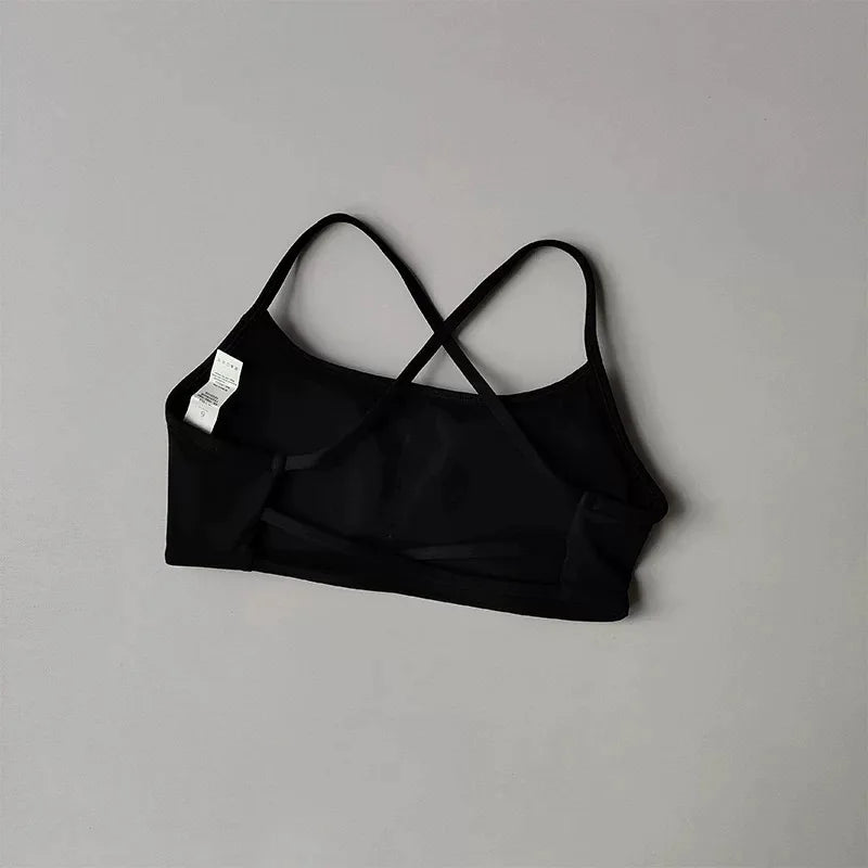 Women’s Cross Back Sports Bra – Shockproof Gathered Gym & Running Yoga Vest for Summer Fitness