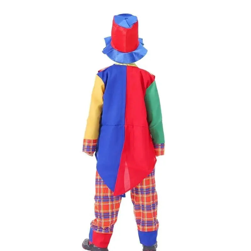 Child Clown Cosplay Costume Set – Coat, Shirt, Pants, Hat & Necktie Outfit for Halloween & Party Performance