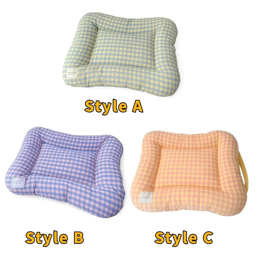 Tapis de Lit Chauffant Respirant pour Chien – Coussin de Couchage Doux Macaron à Carreaux pour Animaux avec Base Antidérapante pour Chats et Chiens