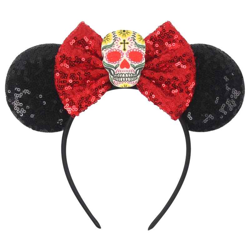 Diadema de orejas de Mickey Mouse de Lilo & Stitch – Lazo de lentejuelas de 5" Accesorio para el cabello de dibujos animados para mujeres y niñas | Diadema para fiestas y festivales