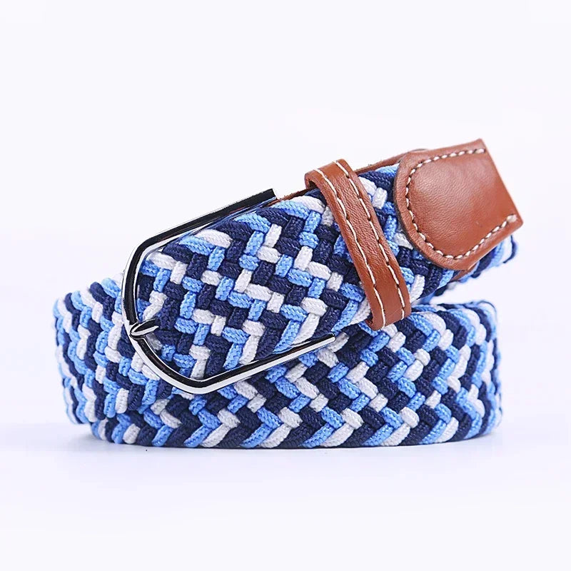 Ceinture élastique tressée unisexe en toile tissée, à boucle ardillon, pour jeans (107/120/130cm)