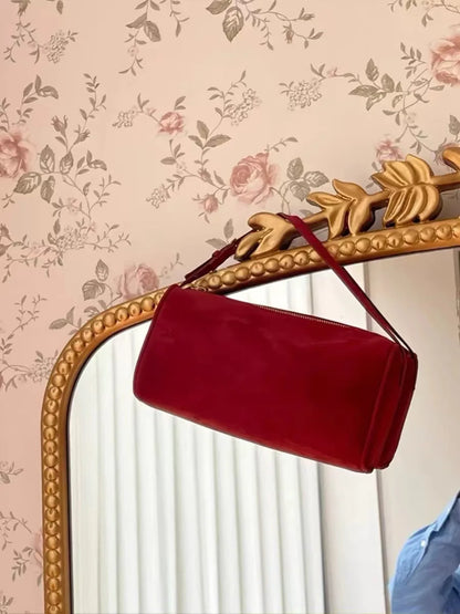 Bolso bandolera retro de cuero dividido de los 90 para mujer – Mini bolso de hombro de lujo 2026, bolso de moda de gamuza de piel de vaca suave con correa de un solo hombro para estilo casual y vintage