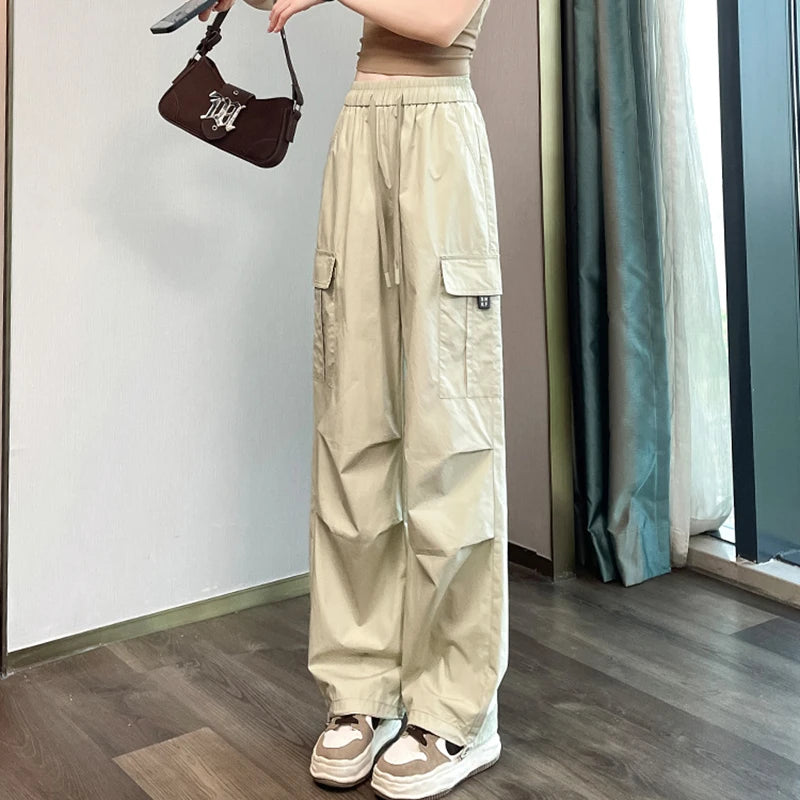 Pantalones Joggers para Mujer, Casuales, Elegantes, Rectos, con Bolsillos, Cintura Alta Elástica, Ropa Urbana, Pantalones Ajustados Finos de Verano