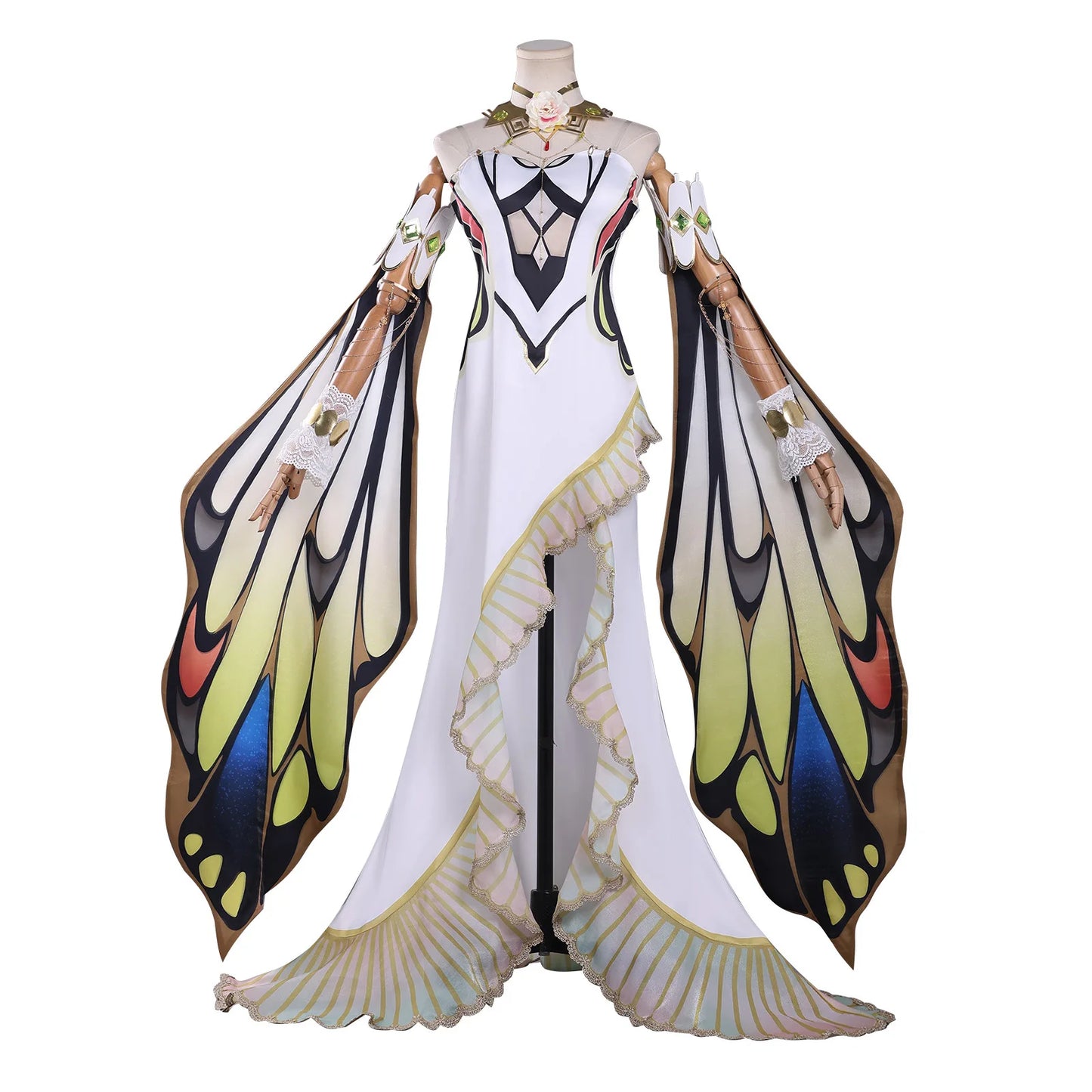 C.C. Cosplay Costume – Code Geass Black Lace Butterfly Long Dress Set with Wig (Anime Roleplay Outfit)
