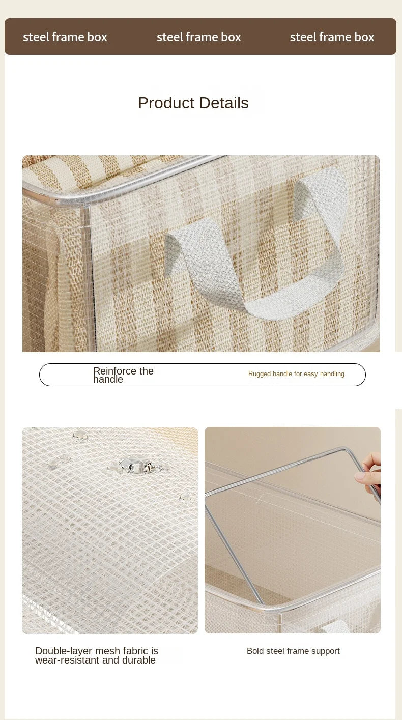 Transparent PVC Storage Box – Waterproof Underwear Organizer Basket with Solid Steel Frame for Home, Bedroom & Dormitory Organization