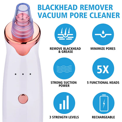 Electric Blackhead Remover & Pore Cleaner – Facial Vacuum Suction Tool for Blackheads, Acne & Pore Care, Portable Skin Cleaning Device
