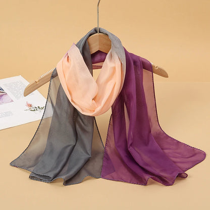 Women's Printed Chiffon Scarf Shawl – Lightweight Silk-Feel Long Wrap for Beach, Travel & Outdoor Wear, Fashion Headband Accessory