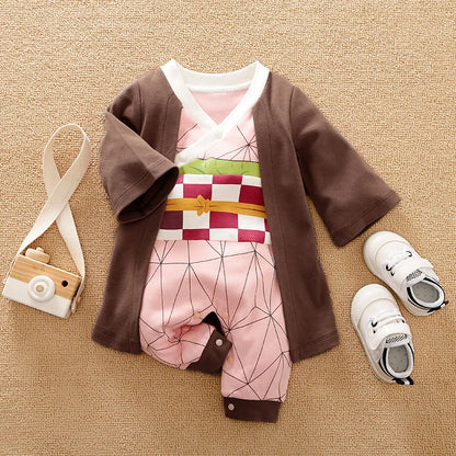 Newborn Baby Anime Cape-Style Bodysuit – Long Sleeve Cotton Romper for Boys & Girls, Cute Infant Outfit for Everyday Wear
