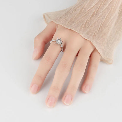 Anillo giratorio antiestrés de mariposa y flor con diamantes de imitación – Anillo giratorio antiansiedad para mujer | Joyería ajustable para aliviar el estrés