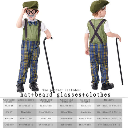 Halloween Children’s Cosplay Costumes – Grandpa & Centenarian Character Performance Wear for Kids Dress-Up & Stage Play