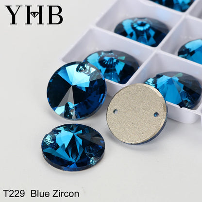 Strass à coudre YHB Crystal Rivoli – Pierres à coudre plates en verre pour vêtements, sacs et artisanat de bricolage
