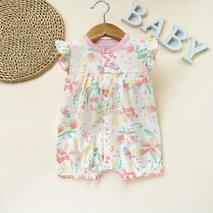 Pelele de verano para bebé recién nacido – Body de manga corta de algodón suave con estampado de dibujos animados para bebés y niñas (3-18 meses)
