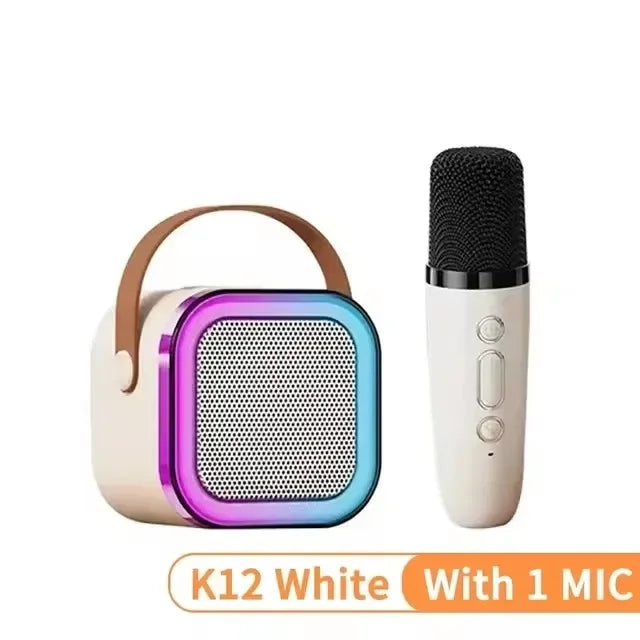 K12 Portable Karaoke Machine – Bluetooth Speaker with 1-2 Wireless Microphones, HiFi Sound & Family Singing for Kids