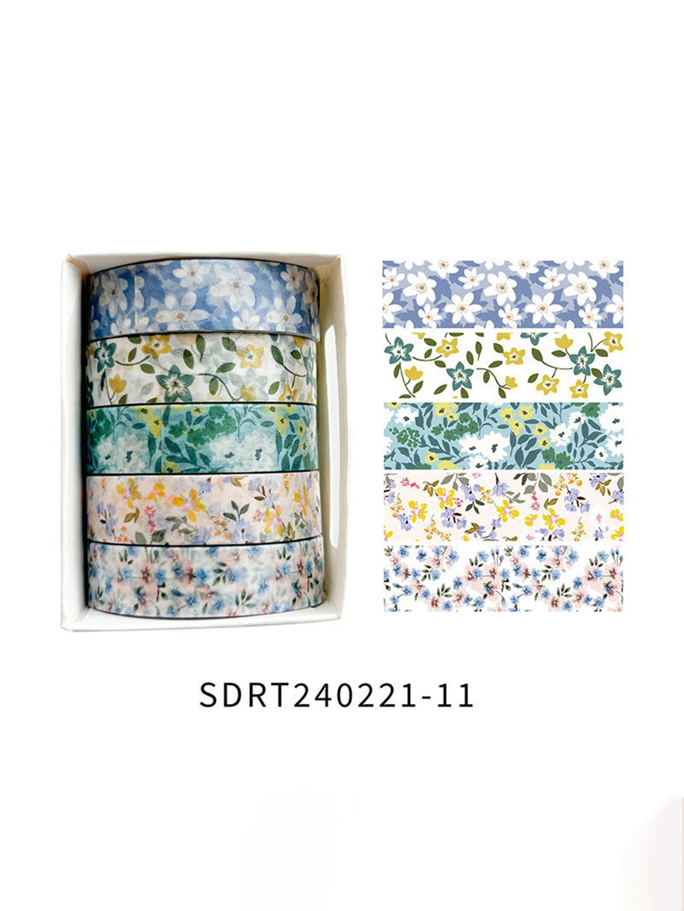 5 Rolls Romantic Flower Washi Tape Set – Cute Floral Decorative Tape for Journaling, Scrapbooking, Diary & Student DIY Crafts