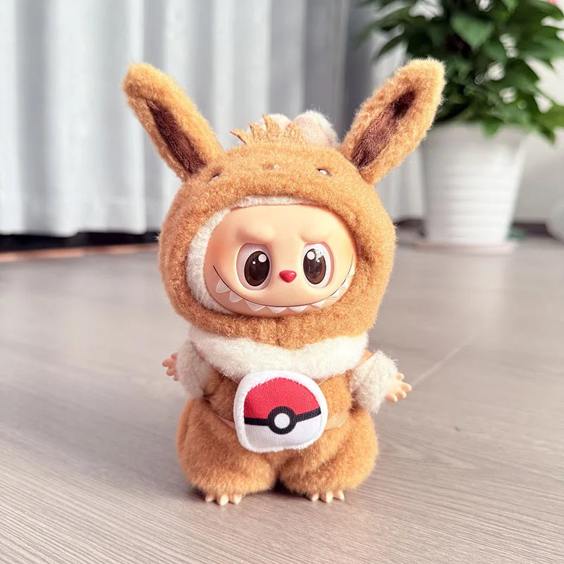 Labubu Doll Clothes Kawaii Jumpsuit – Pikachu, Squirtle, Eevee & Charmander Cartoon Style Outfit Replacement Set, Fan Gift