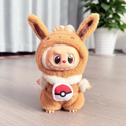 Labubu Doll Clothes Kawaii Jumpsuit – Pikachu, Squirtle, Eevee & Charmander Cartoon Style Outfit Replacement Set, Fan Gift