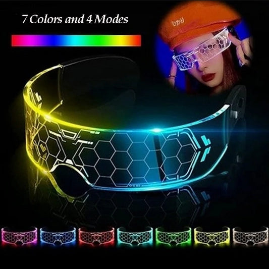 Gafas LED ciberpunk luminosas – Gafas futuristas con luz para cosplay, raves y fiestas de Halloween