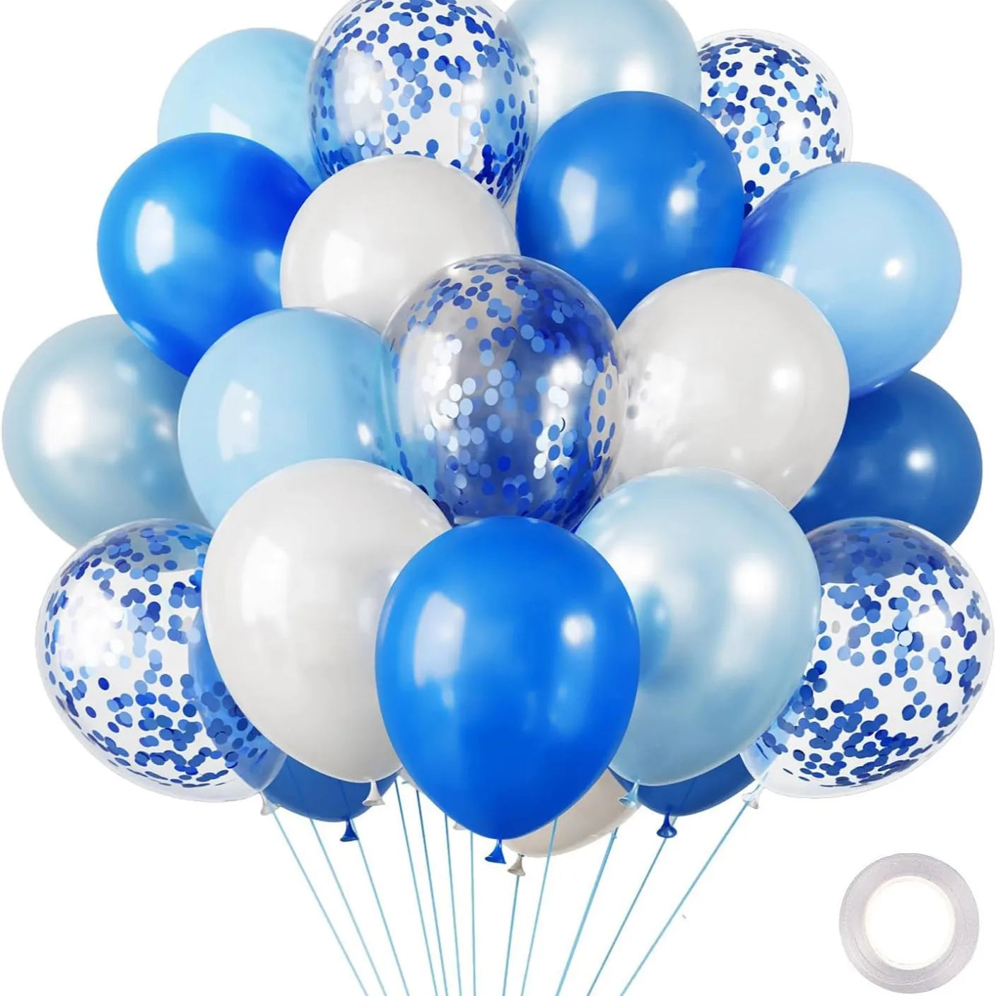30 Globos de Látex Cromados – Globos de Helio Metálicos Blancos, Rosas y Azules para Decoración de Bodas, Cumpleaños, Baby Showers y Fiestas