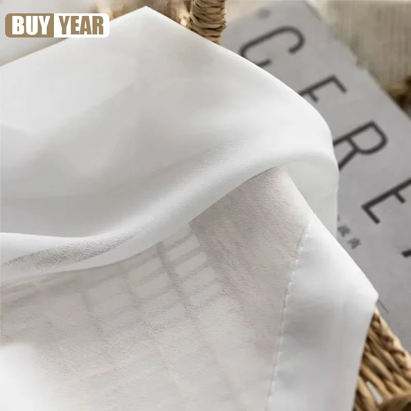 Premium Sheer Voile Curtains – White Linen-Look Window Panels for Bedroom & Living Room