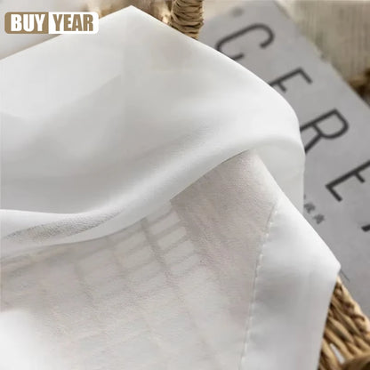 Premium Sheer Voile Curtains – White Linen-Look Window Panels for Bedroom & Living Room