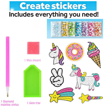 Kit de pegatinas de pintura de diamantes grandes de 12 piezas – Manualidades de mosaico de unicornio, animales y vida marina para niños