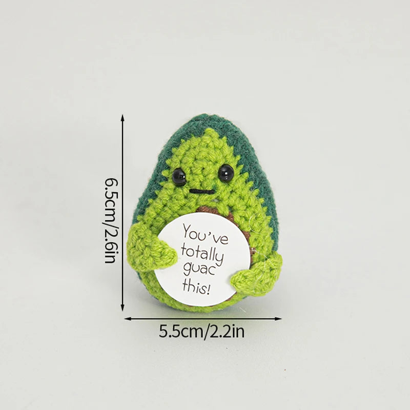 Poupée à énergie positive tissée à la main – Figurine en crochet de légumes et d'animaux avec carte de câlins, cadeau de festival fait à la main et artisanat de décoration intérieure créatif