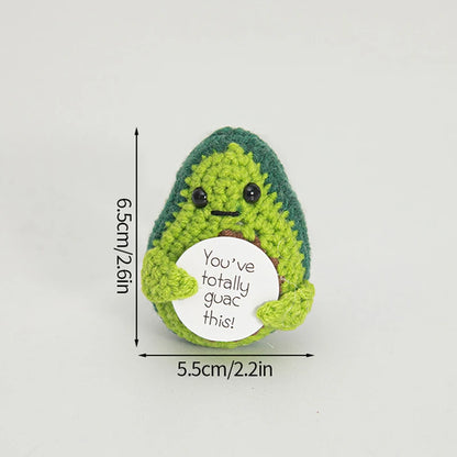 Poupée à énergie positive tissée à la main – Figurine en crochet de légumes et d'animaux avec carte de câlins, cadeau de festival fait à la main et artisanat de décoration intérieure créatif