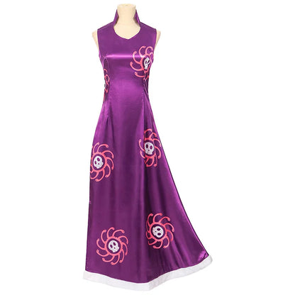 One Piece Boa Hancock Cosplay Costume – Purple Kimono Cheongsam Dress & Cloak