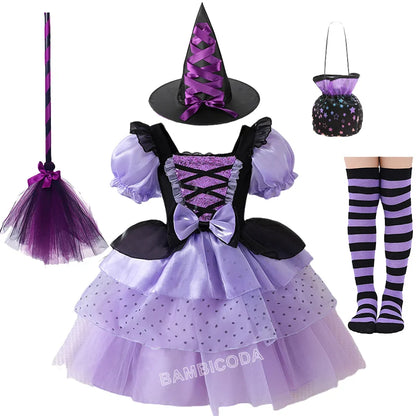 2026 Gothic Lolita Witch Costume Dress – Japanese-Inspired Ruffle Bow Princess Dress for Halloween, Christmas & Parties