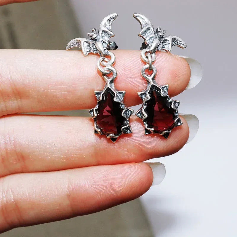 Gothic Bat Zircon Earrings – Dark Night Punk Rock Hip Hop Jewelry for Men & Women, Fashion Statement Earrings & Alternative Accessories