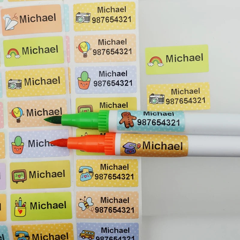 Autocollants personnalisés imperméables avec nom de bébé – Étiquettes autocollantes personnalisables pour la maternelle, les fournitures scolaires des enfants, la papeterie, les vêtements et les objets personnels