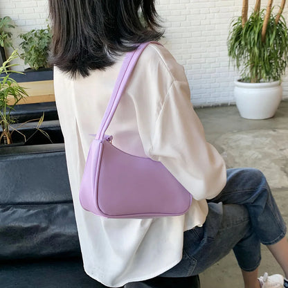 Bolso de hombro retro de piel sintética para mujer – Bolso de mano de moda con asa superior, monedero informal de color sólido para mujer