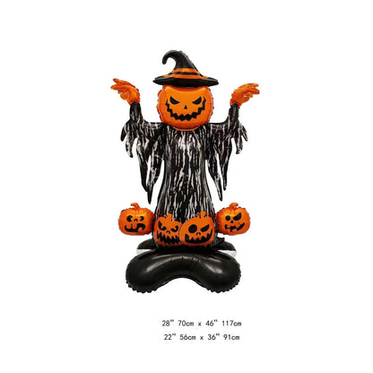 Halloween Aluminum Foil Balloons – Large Standing & Seated Bat, Pumpkin, Ghost & Monster Inflatable Balloons for Halloween Party Decorations