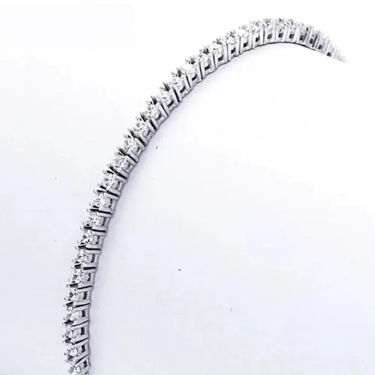 925 Sterling Silver Tennis Bracelet – 2.5mm Zirconia Crystal Bracelet Adjustable 16–19cm Anniversary & Gift Jewelry