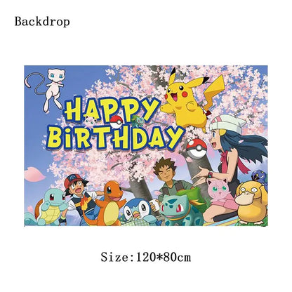 Pokémon Theme Birthday Party Decorations – Cartoon Pokémon Go Tableware Set (Cups, Plates & Pikachu Balloons) for Baby Shower & Party Favors