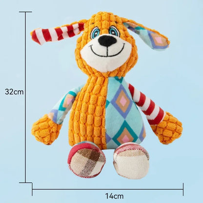 Cute Animal Plush Dog Toy – Bite-Resistant Squeaky Chew Toy with Sound for Interactive Play & Teeth Cleaning, Fox & Elephant Designs