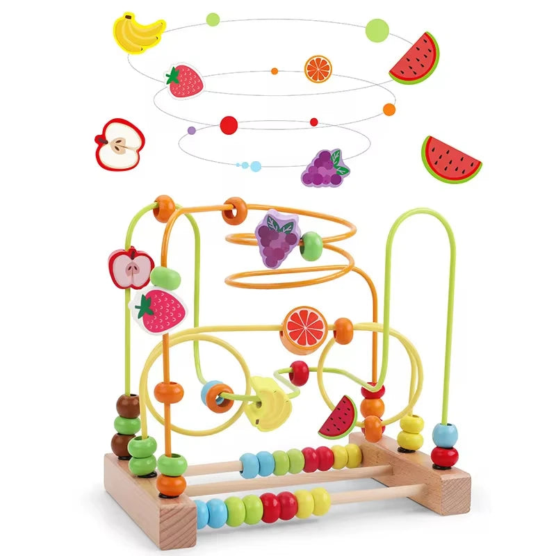 Jouet Montessori en bois de montagnes russes – Labyrinthe de perles pour bébé, boulier d'apprentissage des mathématiques pour les tout-petits de 1 à 3 ans, cadeau de développement éducatif précoce