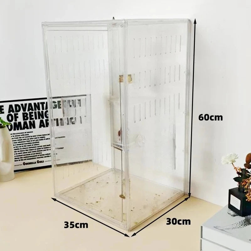 360° Clear View Acrylic Bird Cage – Splash-Proof Parrot Enclosure for Cockatiels & Mynah Birds, Easy-Clean Aviary Pet Supplies