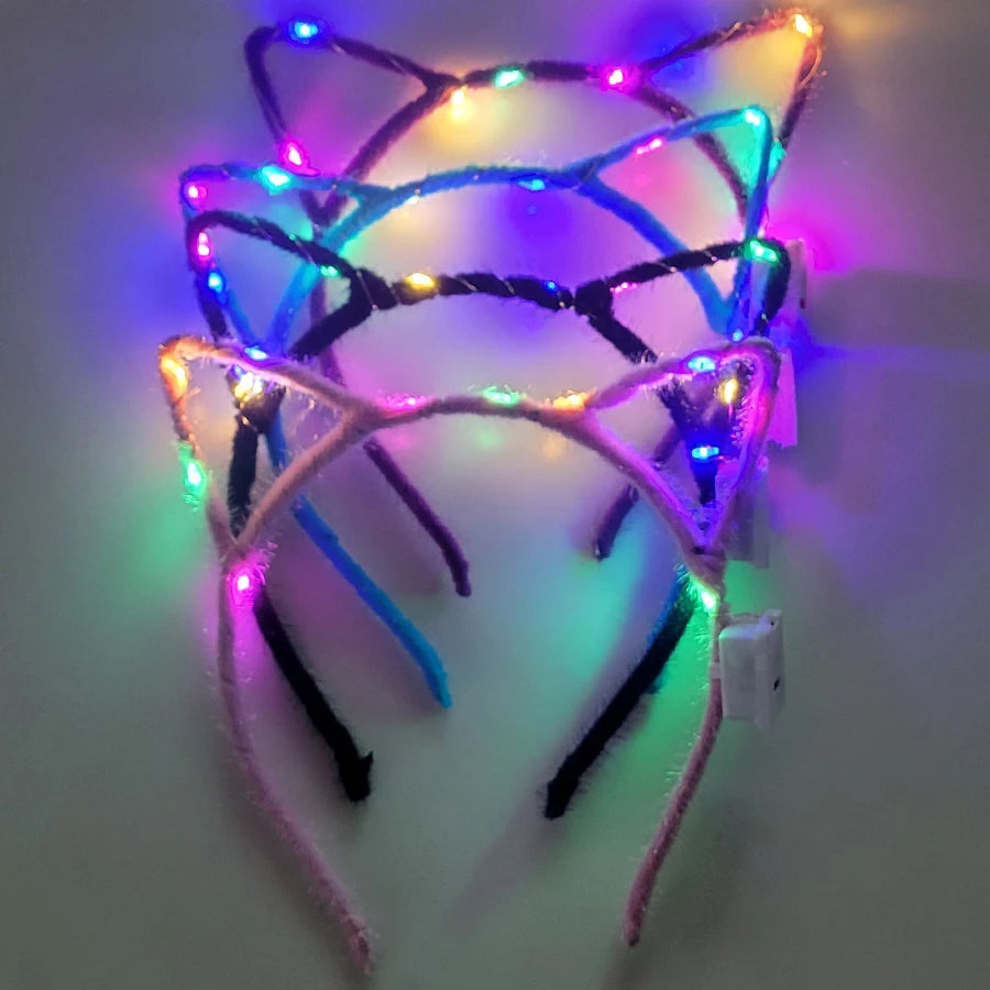 Serre-tête lumineux LED Oreilles de Chat & Lapin – Bandeau lumineux pour Anniversaires, Festivals & Mariages