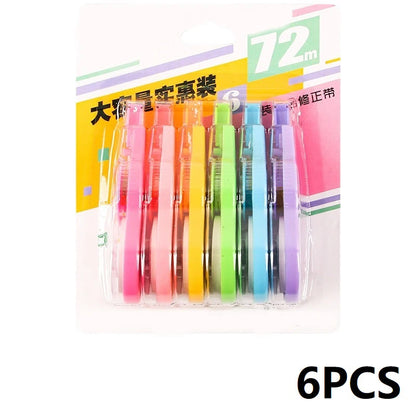 Juego de 6 Cintas Correctoras Kawaii – Cinta Correctora Bonita para Escuela, Oficina, Reparación de Errores de Escritura y Artículos de Papelería
