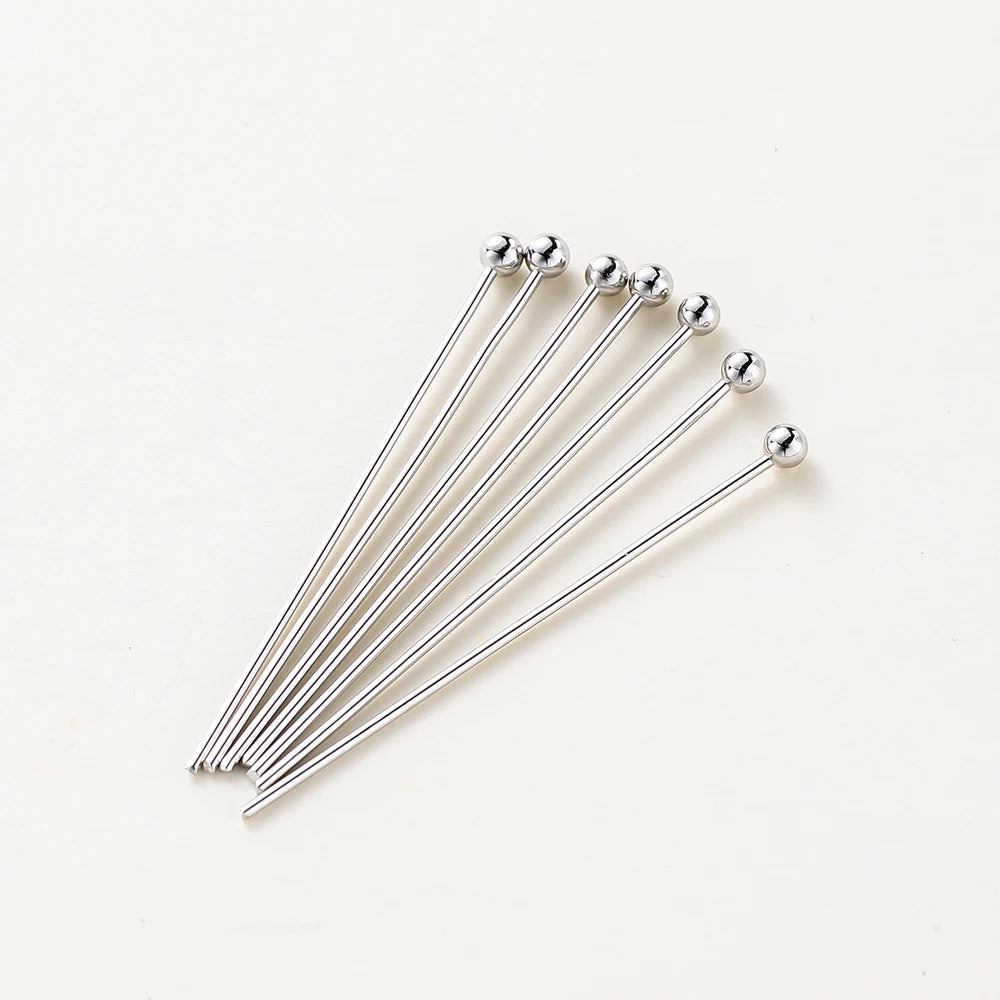 100-Piece 14K & 18K Gold Plated Brass Head Pins Set (16–50mm) – Ball, Flat & Eye Pins for DIY Jewelry Making & Crafts