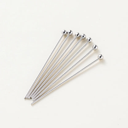 100-Piece 14K & 18K Gold Plated Brass Head Pins Set (16–50mm) – Ball, Flat & Eye Pins for DIY Jewelry Making & Crafts