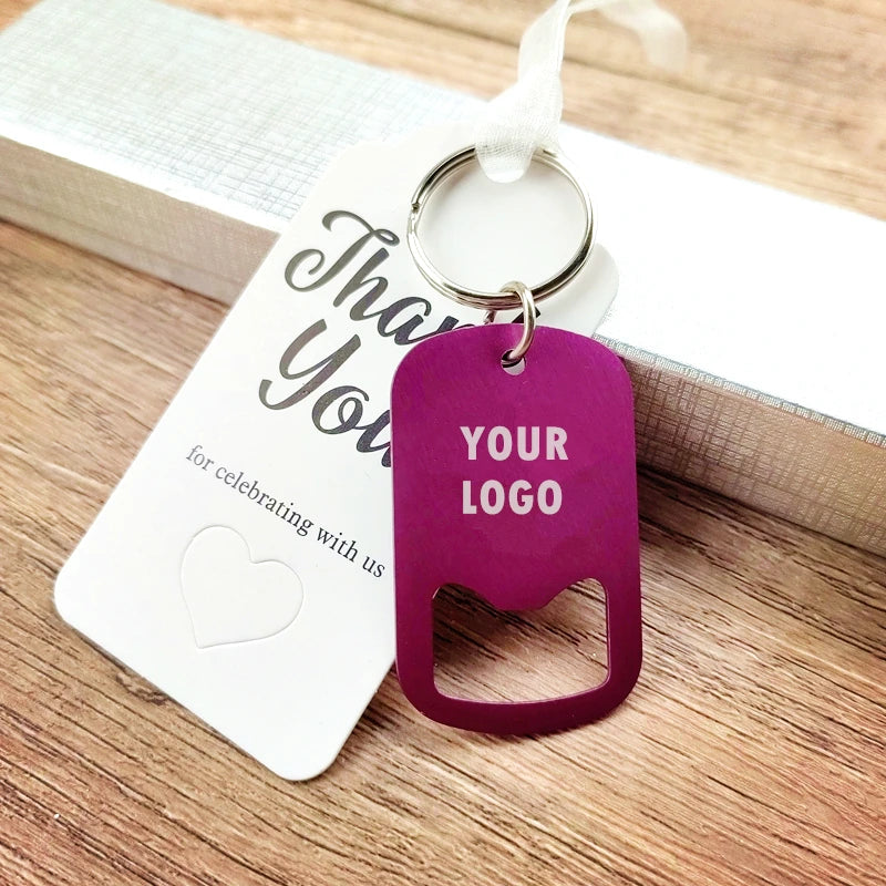 50–100PCS Personalized Engraved Keychain Bottle Openers – Custom Wedding Favors & Guest Gifts with Card for Weddings, Baptisms & Parties