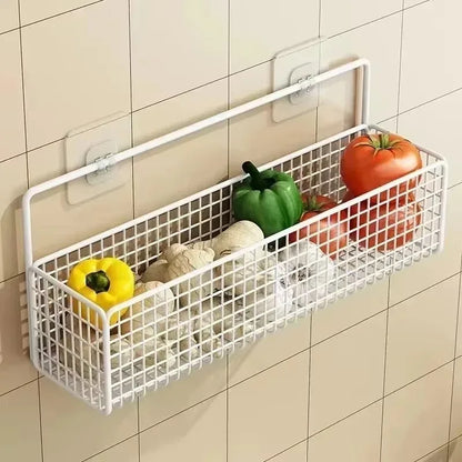 Adhesive Wall Shelf Hook Rack – Waterproof Strong Stick-On Storage Organizer for Bathroom & Kitchen